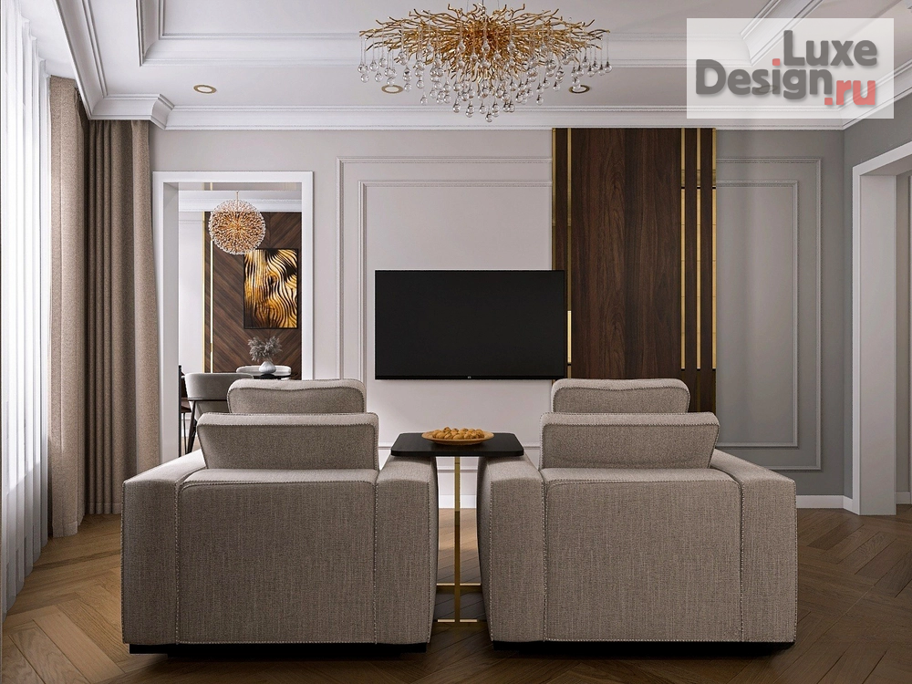 Дизайн интерьера двухкомнатной квартиры "Квартира в стиле современная классика с элементами Ар-Деко" (фото 2)