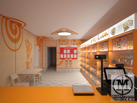Дизайн интерьера торгового комплекса в Томске "Фирменный магазин "Томский кондитер""
